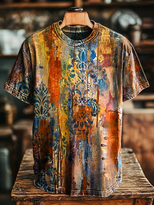 Unisex Vintage Letters Old Printed Casual Tee