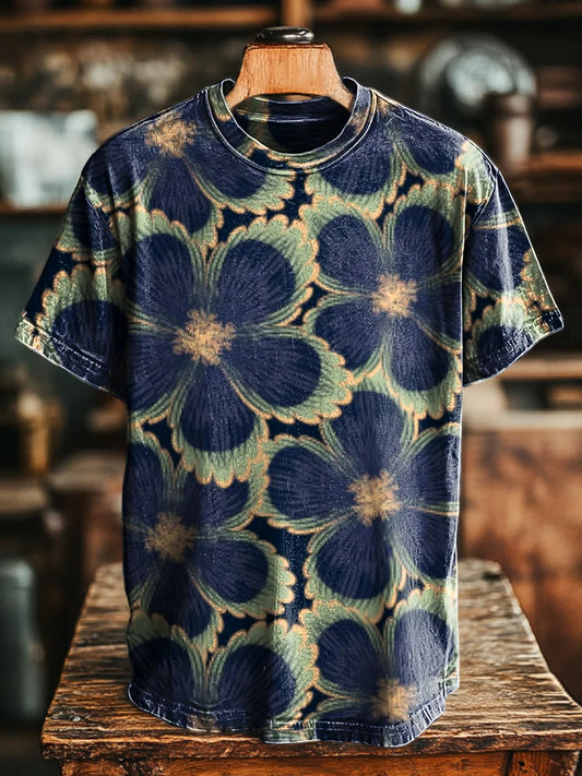 Unisex Retro Floral Abstract Print Casual Loose Tee