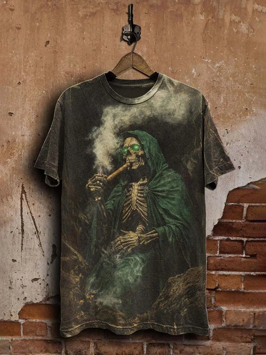 Unisex Vintage Fantasy Skull Print Casual  Tee