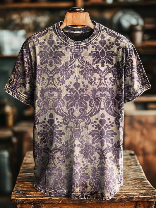 Unisex Vintage Old Floral Print Casual Loose Tee