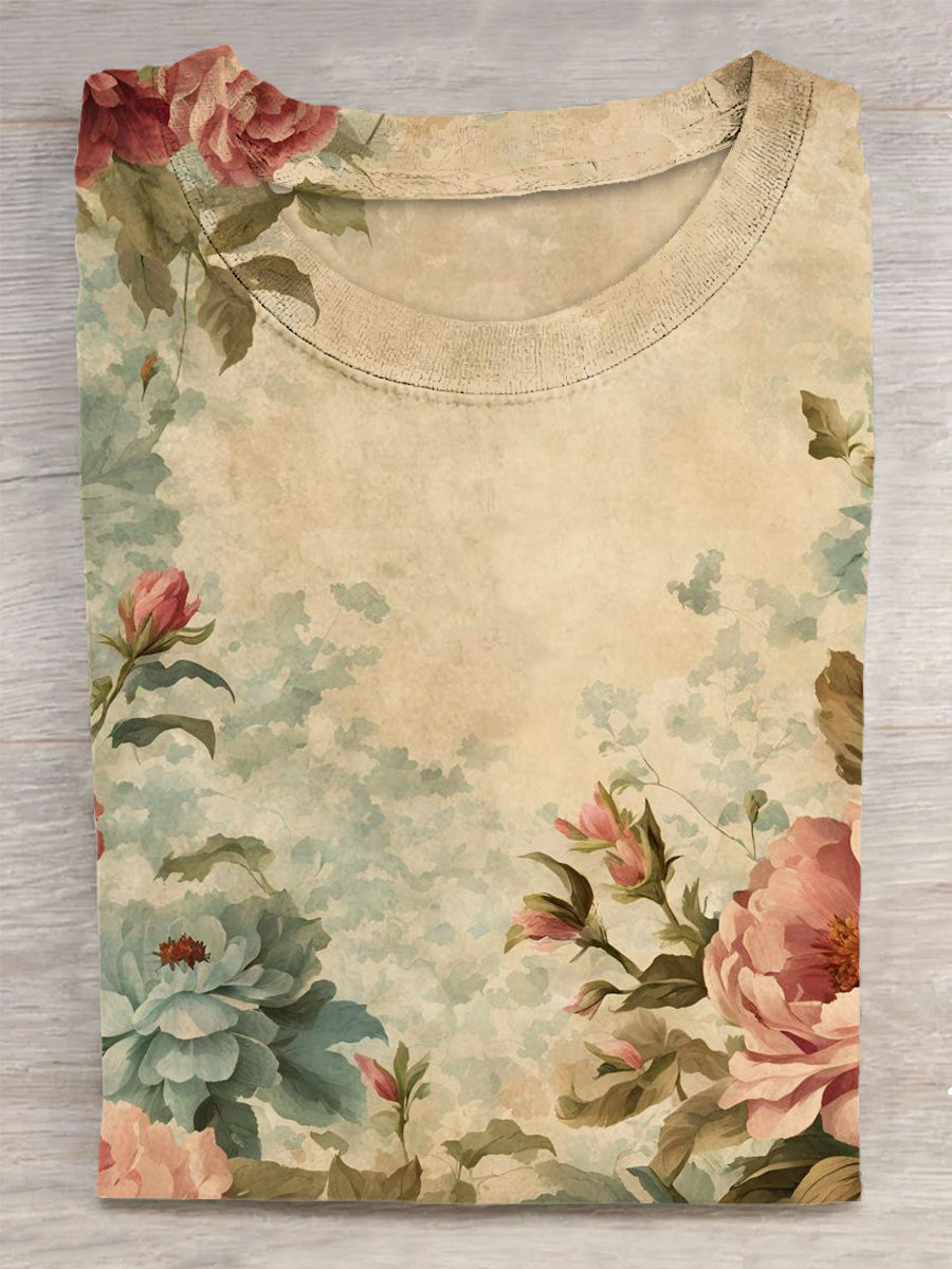 Vintage Flowers Printed Vintage Unisex Tee