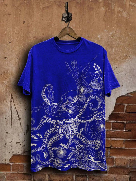 Unisex Fun Octopus Print Casual  Tee