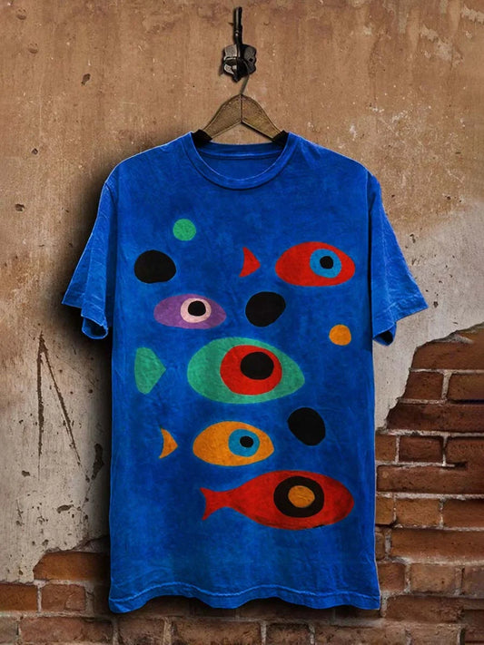 Unisex Fun Abstract Fish Print Casual  Tee