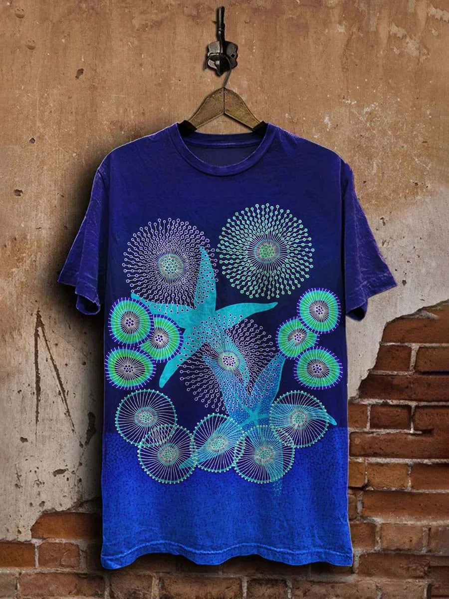Unisex Abstract Starfish Print Casual  Tee