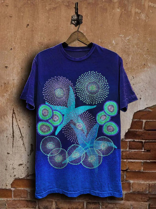 Unisex Abstract Starfish Print Casual  Tee