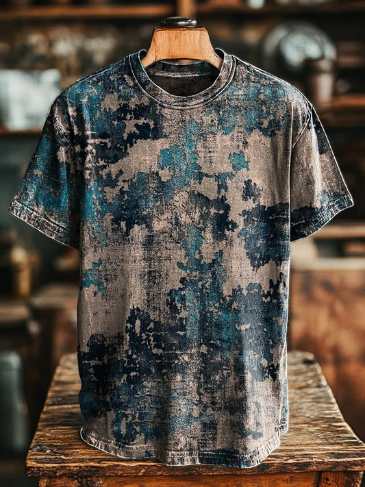 Unisex Vintage Abstract Old Color Printed Casual Loose Tee