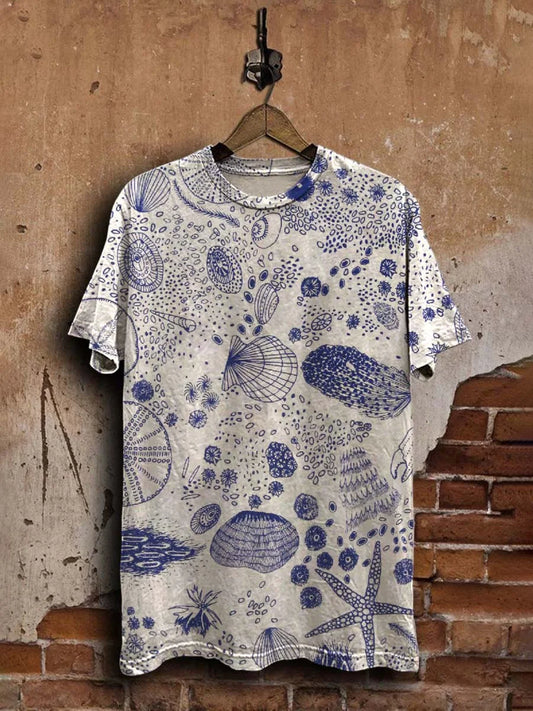Unisex Shell Starfish Print Casual  Tee