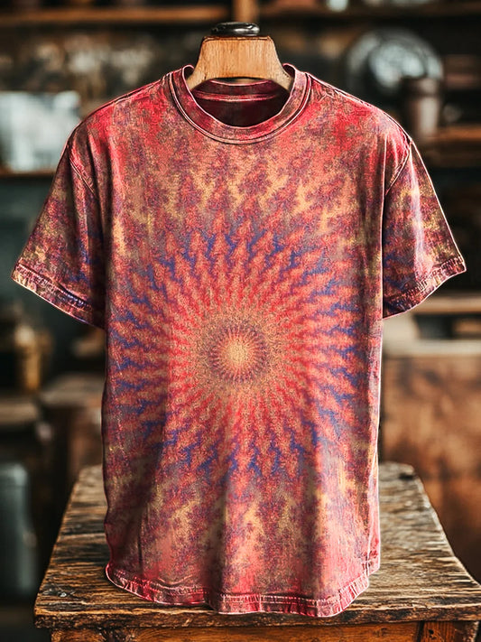 Unisex Retro Colorful Kaleidoscope Print Casual Loose Tee