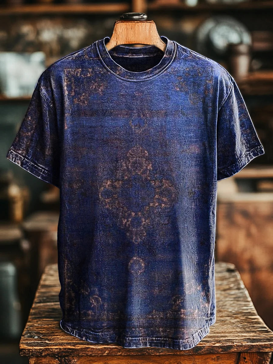 Unisex Vintage Abstract Ethnic Geometric Printed Casual Loose Tee
