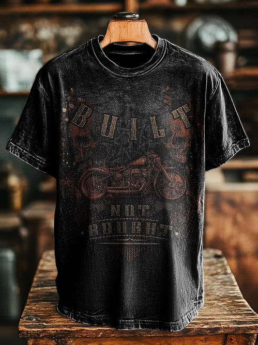 Unisex Vintage Motorcycle Print Casual Loose Tee