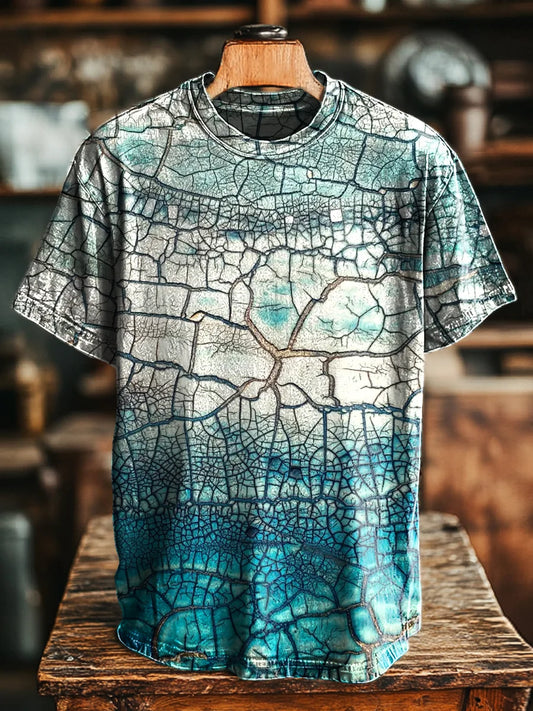 Unisex Vintage Gradient Color Textured Print Casual Loose Tee