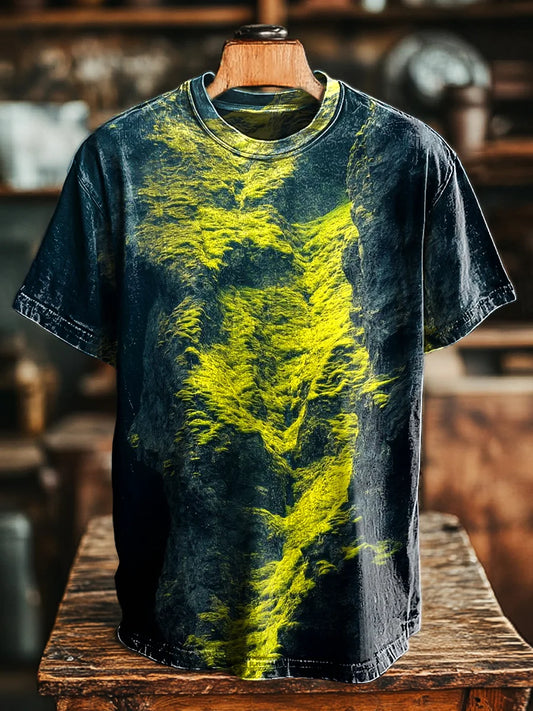 Unisex Vintage Cliff Moss Print Casual Loose Tee