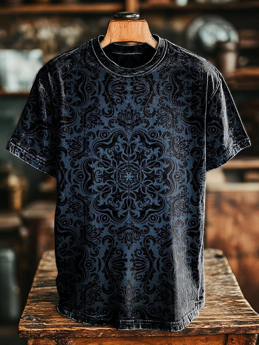 Unisex Vintage Abstract Totem Print Casual Loose Tee