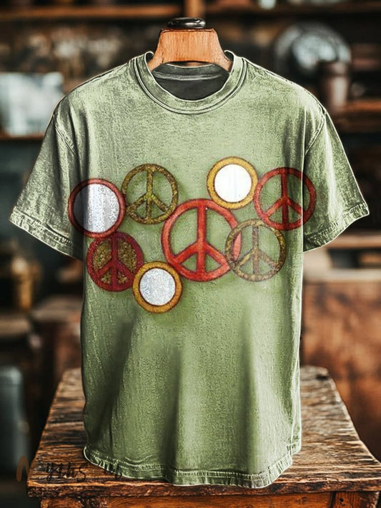 Unisex Hippie Peace Art Print Casual Tee