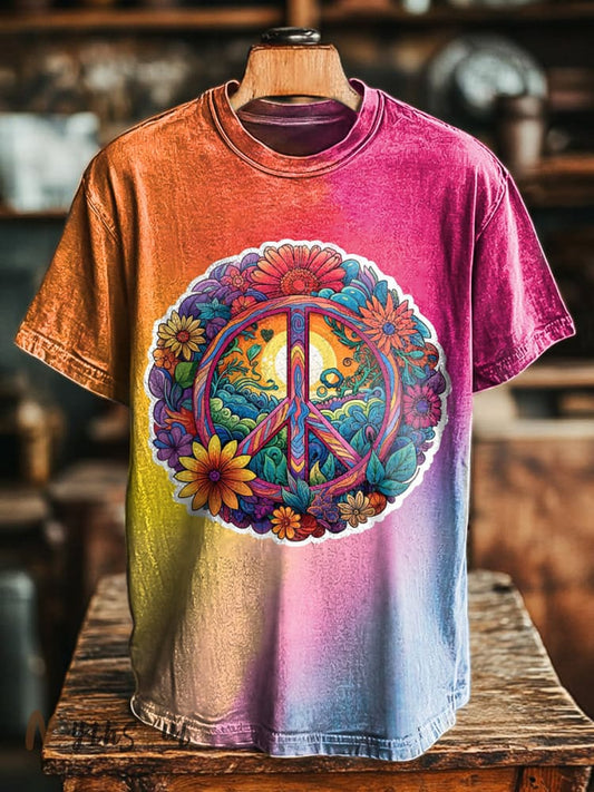 Unisex Hippie Tie Dye Art Print Casual Tee