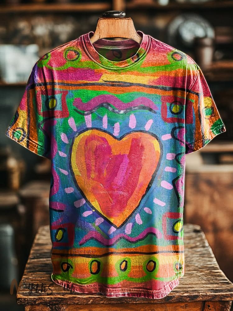 Unisex Bohemian Love Art Print Casual Tee