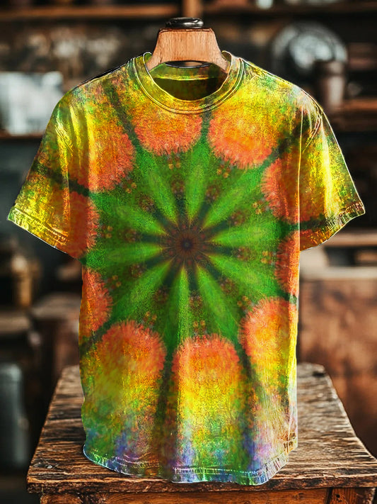 Unisex Retro Colorful Pattern Geometric Art Print Tee